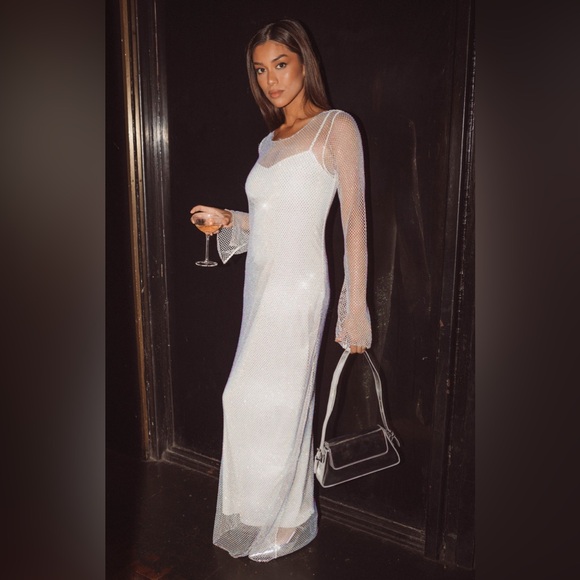 Show Me Your MuMu Dresses & Skirts - NWT Show Me Your Mumu Iconic Maxi Dress size Large with slip rhinestone white